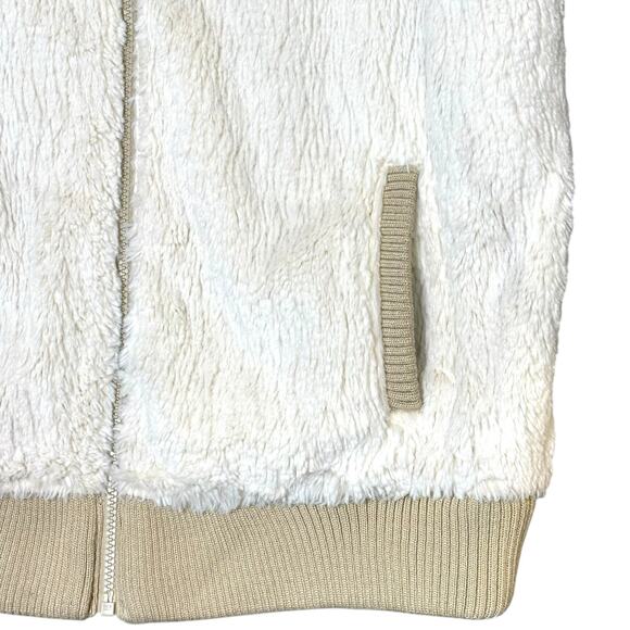 Patagonia Cream Sherpa Fleece Vest Women’s L Hooded Zip Outdoor Layer - Picture 4 of 11